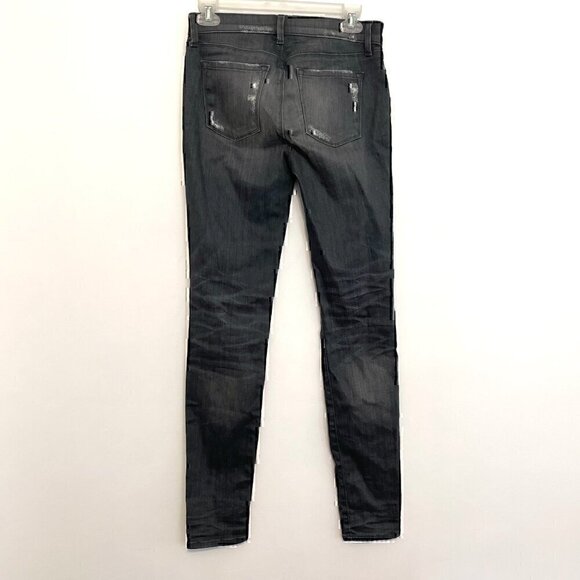 J BRAND Gray Ripped Rips Distressed Whiskered Faded Stretch Skinny Jeans 25 W25 - Picture 9 of 11